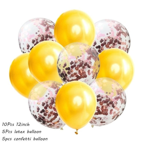 10Pcs Metal Latex Balloons Confetti Balloon Set