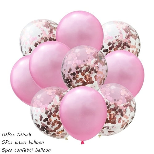 10Pcs Metal Latex Balloons Confetti Balloon Set