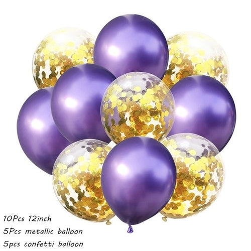 10Pcs Metal Latex Balloons Confetti Balloon Set