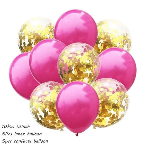 10Pcs Metal Latex Balloons Confetti Balloon Set