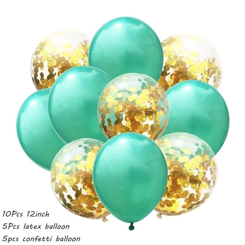 10Pcs Metal Latex Balloons Confetti Balloon Set