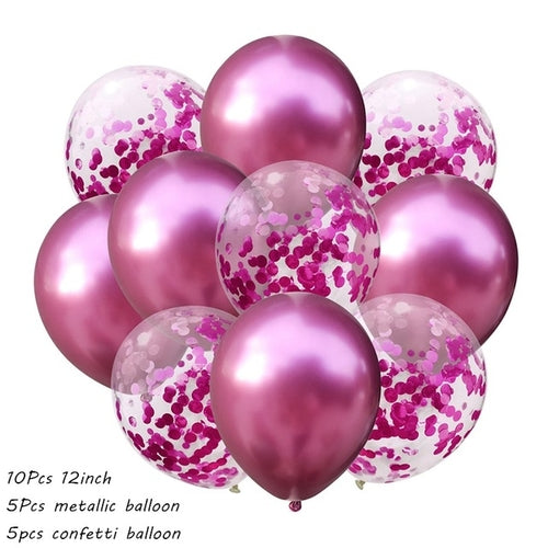 10Pcs Metal Latex Balloons Confetti Balloon Set