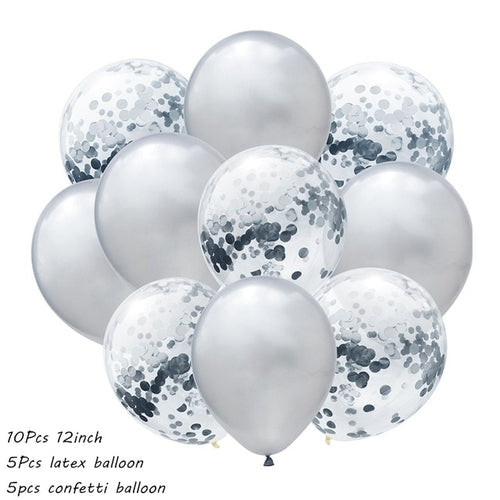 10Pcs Metal Latex Balloons Confetti Balloon Set