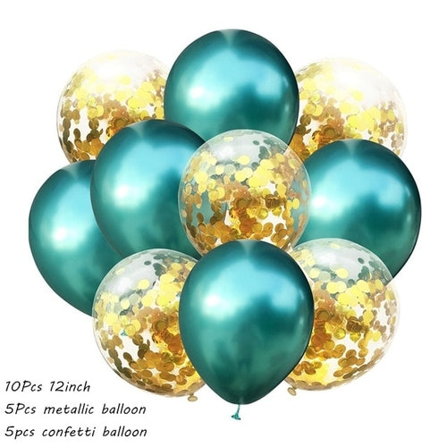 10Pcs Metal Latex Balloons Confetti Balloon Set