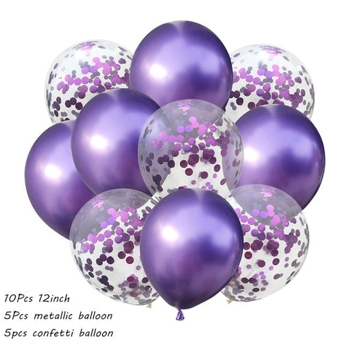 10Pcs Metal Latex Balloons Confetti Balloon Set