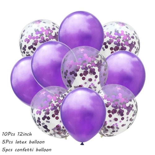 10Pcs Metal Latex Balloons Confetti Balloon Set