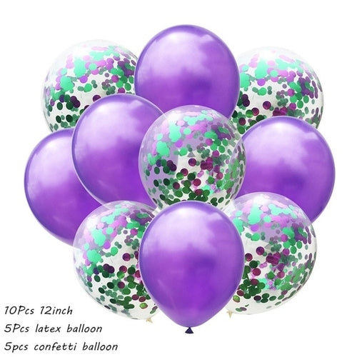 10Pcs Metal Latex Balloons Confetti Balloon Set