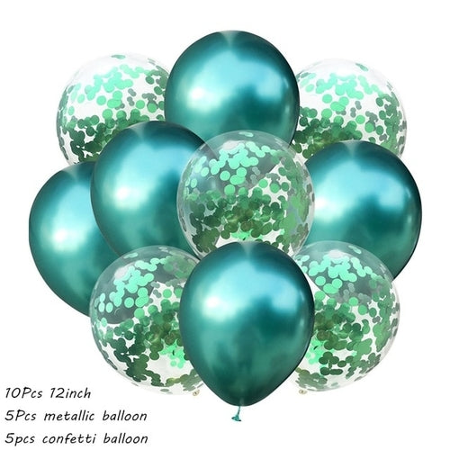 10Pcs Metal Latex Balloons Confetti Balloon Set