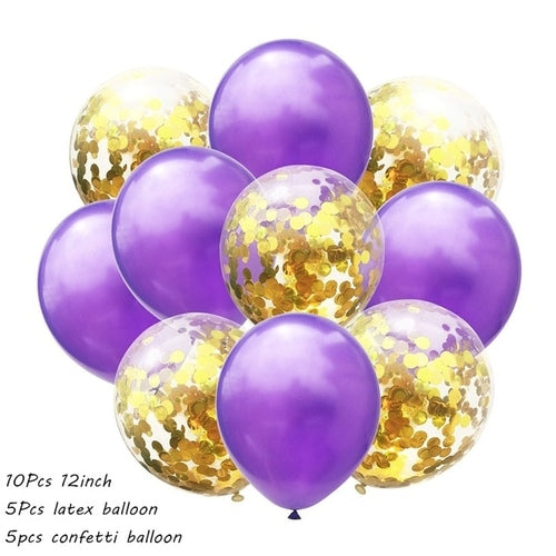 10Pcs Metal Latex Balloons Confetti Balloon Set
