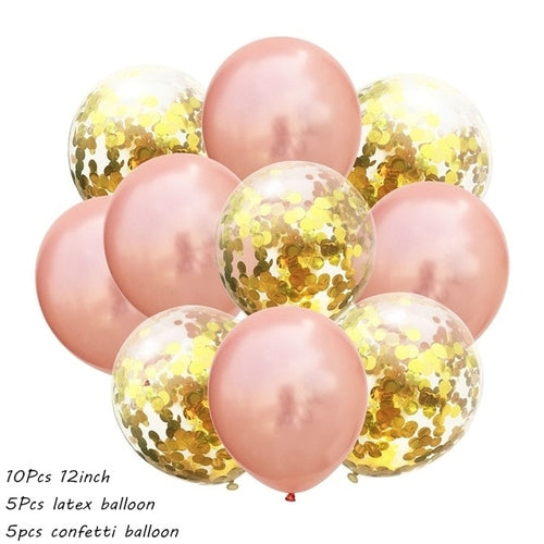 10Pcs Metal Latex Balloons Confetti Balloon Set