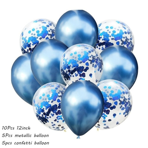 10Pcs Metal Latex Balloons Confetti Balloon Set