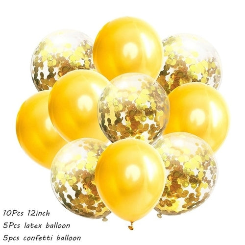 10Pcs Metal Latex Balloons Confetti Balloon Set