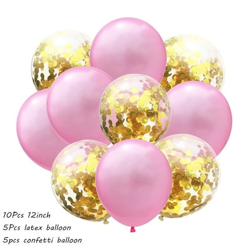 10Pcs Metal Latex Balloons Confetti Balloon Set