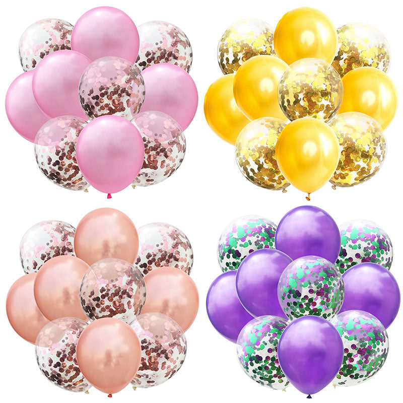 10Pcs Metal Latex Balloons Confetti Balloon Set