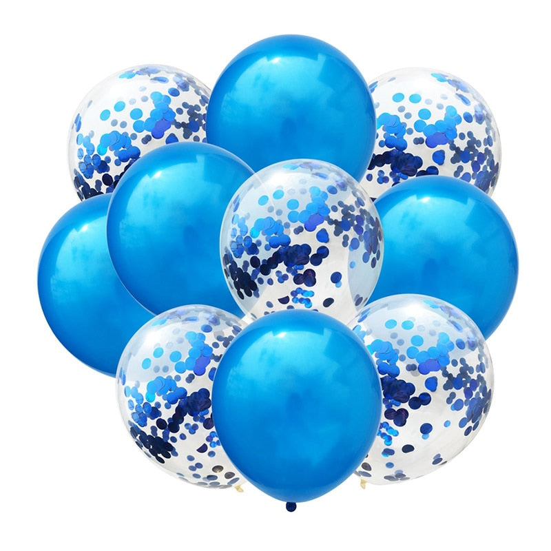 10Pcs Metal Latex Balloons Confetti Balloon Set