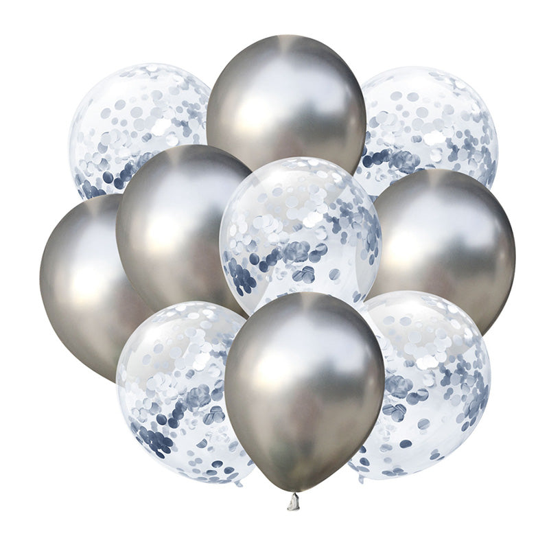 10Pcs Metal Latex Balloons Confetti Balloon Set