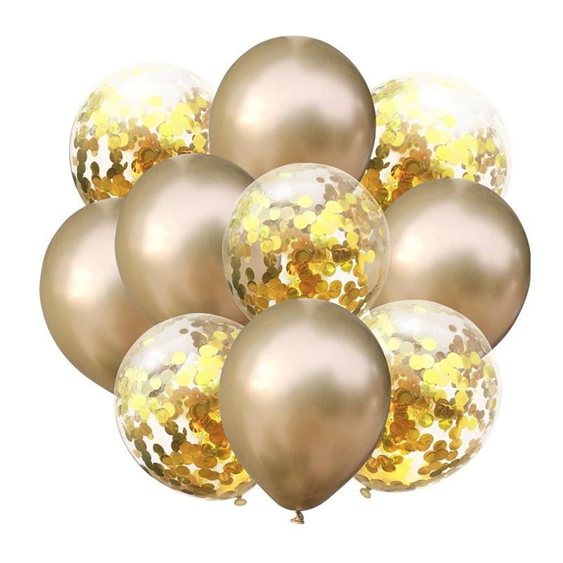 10Pcs Metal Latex Balloons Confetti Balloon Set