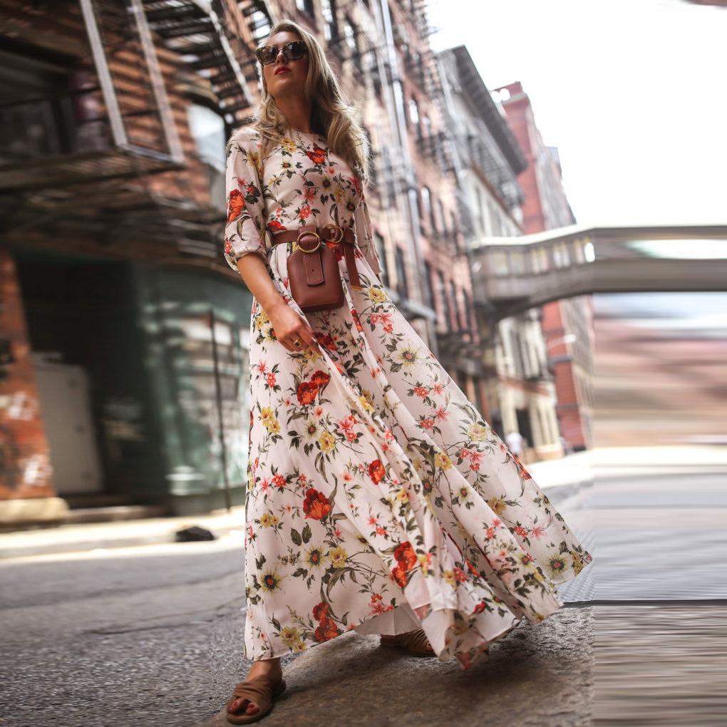 Summer Long Sleeve Bohemian Beach Dress