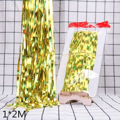2M 3M Gold Silver Metallic Foil Tinsel Fringe