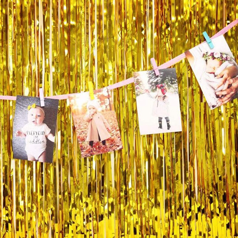 2M 3M Gold Silver Metallic Foil Tinsel Fringe