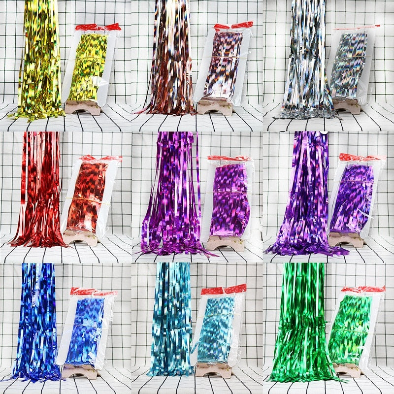 2M 3M Gold Silver Metallic Foil Tinsel Fringe