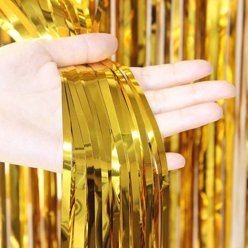 2M 3M Gold Silver Metallic Foil Tinsel Fringe