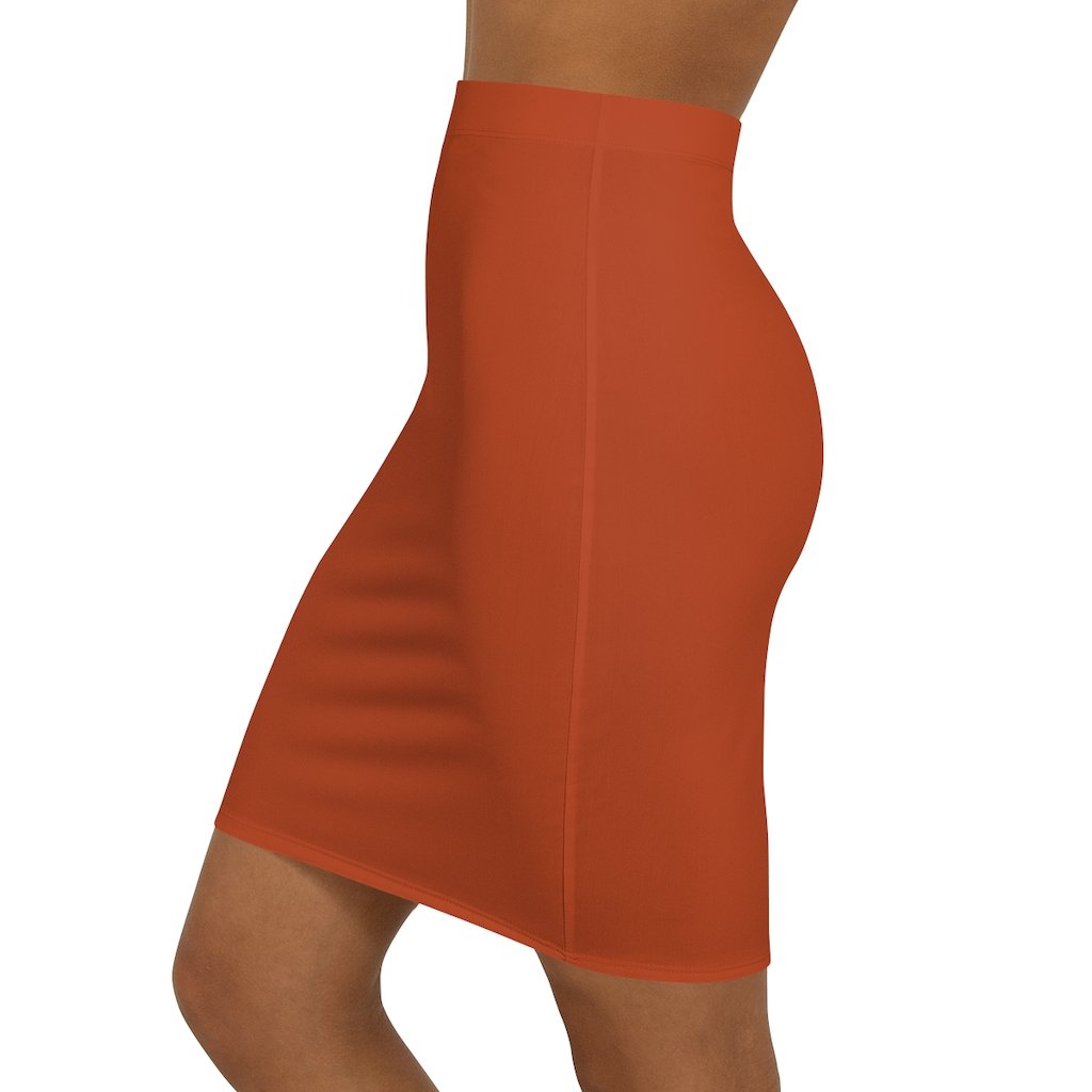 Uniquely You Womens Pencil Skirt / Rust Stretch Mini