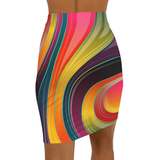 Uniquely You Womens Skirt / Multicolor Abstract Swirl Style Skirt