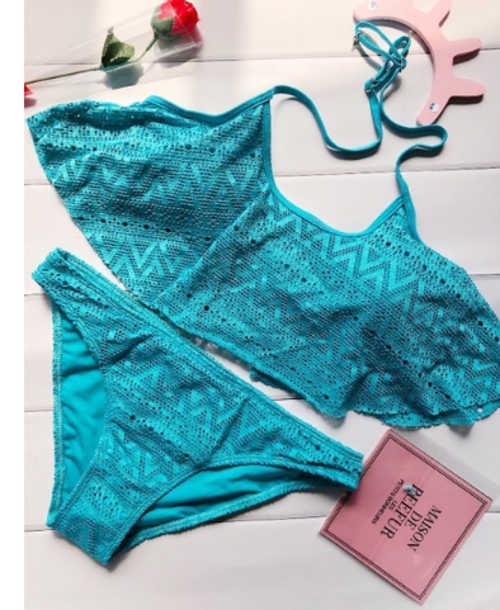multicolor mesh bikini ladies sexy swimsuit