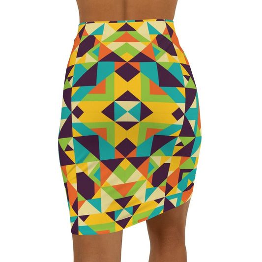 Uniquely You Womens Skirt / Yellow Multicolor Geometric Style Skirt