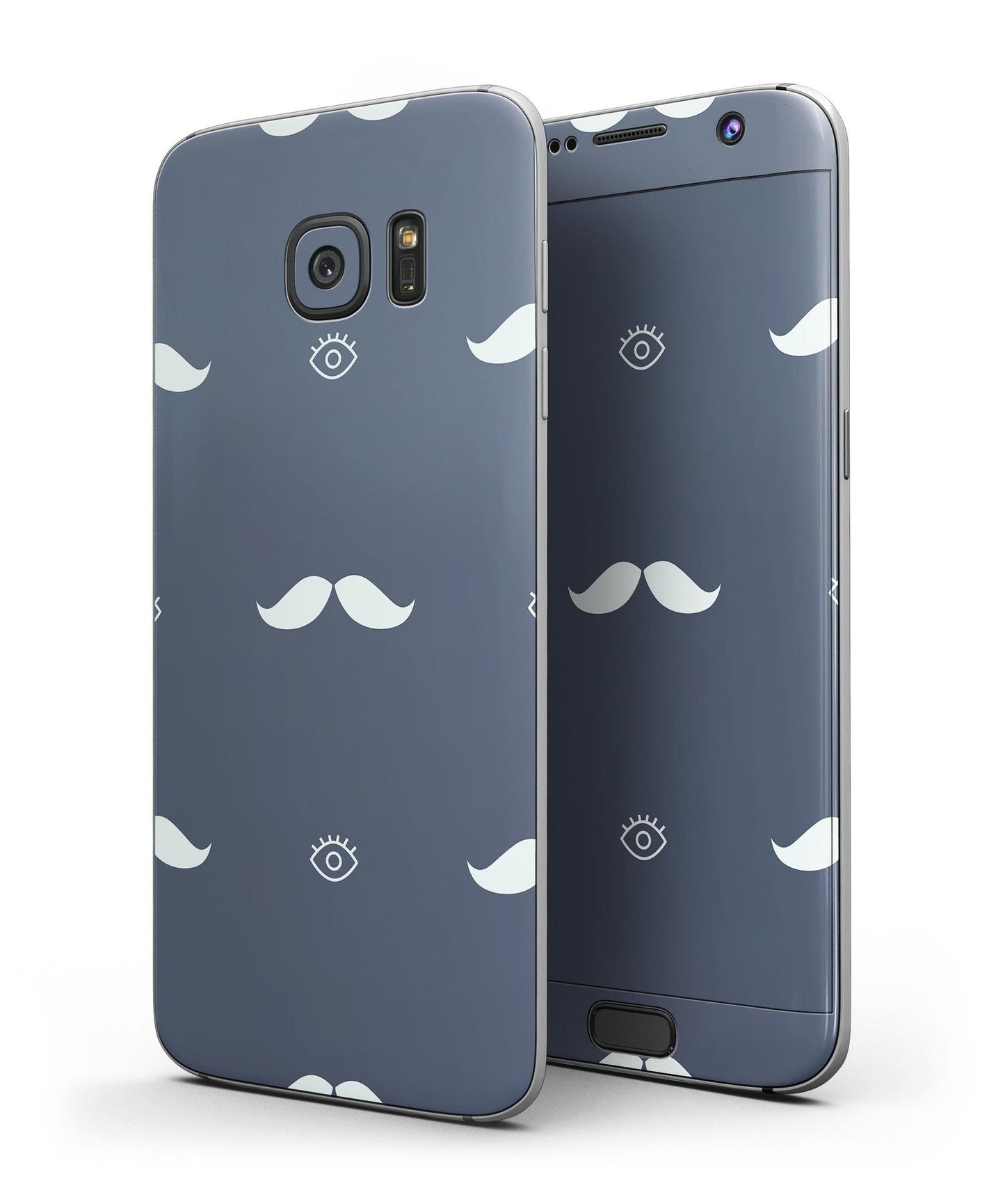 Cartoon Eyes Mustache Over Navy Pattern - Full Body Skin-Kit for the