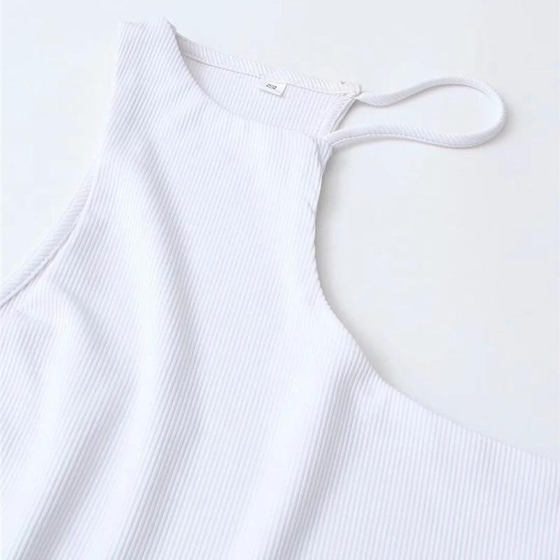Asymmetry Cropped Knit Tank Tops