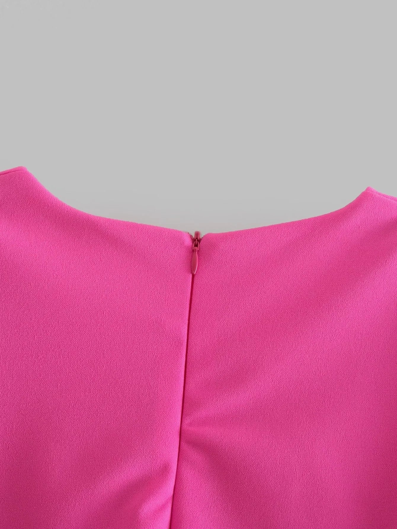 Back Zipper Rose Red Long Sleeve Skinny Bodysuit