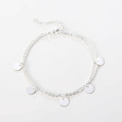 Silver/Gold Women's Anklet with Plates