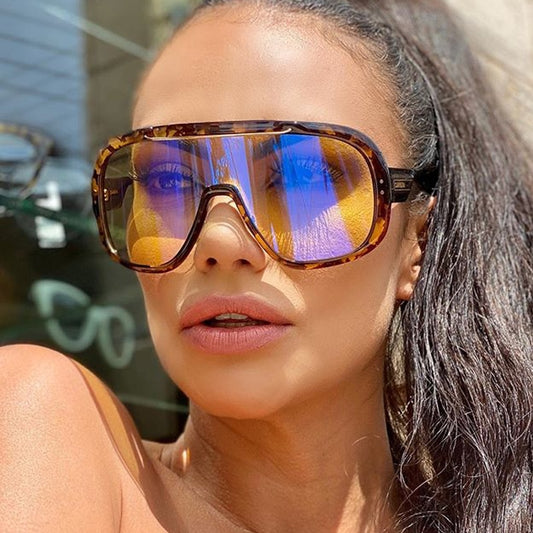 super big frame one piece sunglasses for women 2020 luxury brand sun glasses men vintage windproof oversized shades female UV400