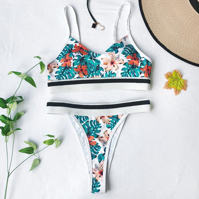 Patchwork Swimwear Women Sexy Thong Biquini High Cut Bathing Suits New