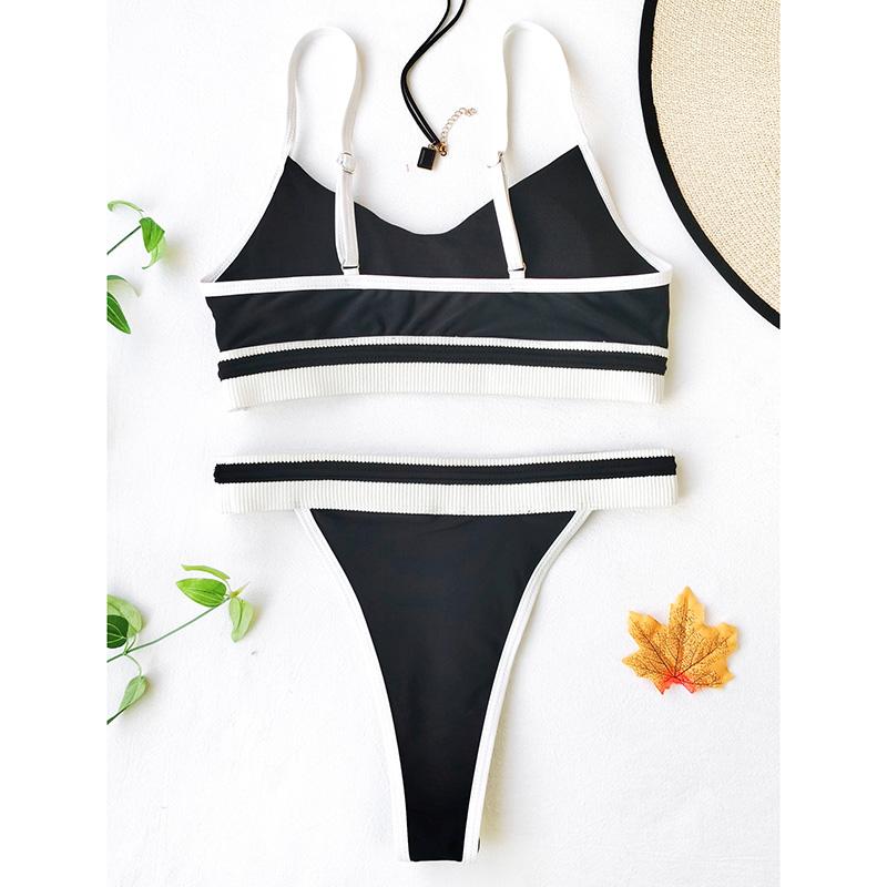 Patchwork Swimwear Women Sexy Thong Biquini High Cut Bathing Suits New