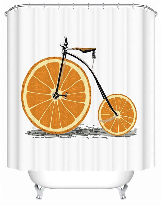 Orange Bicycle Shower Curtain