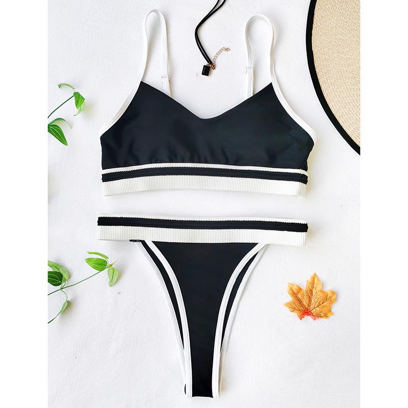 Patchwork Swimwear Women Sexy Thong Biquini High Cut Bathing Suits New