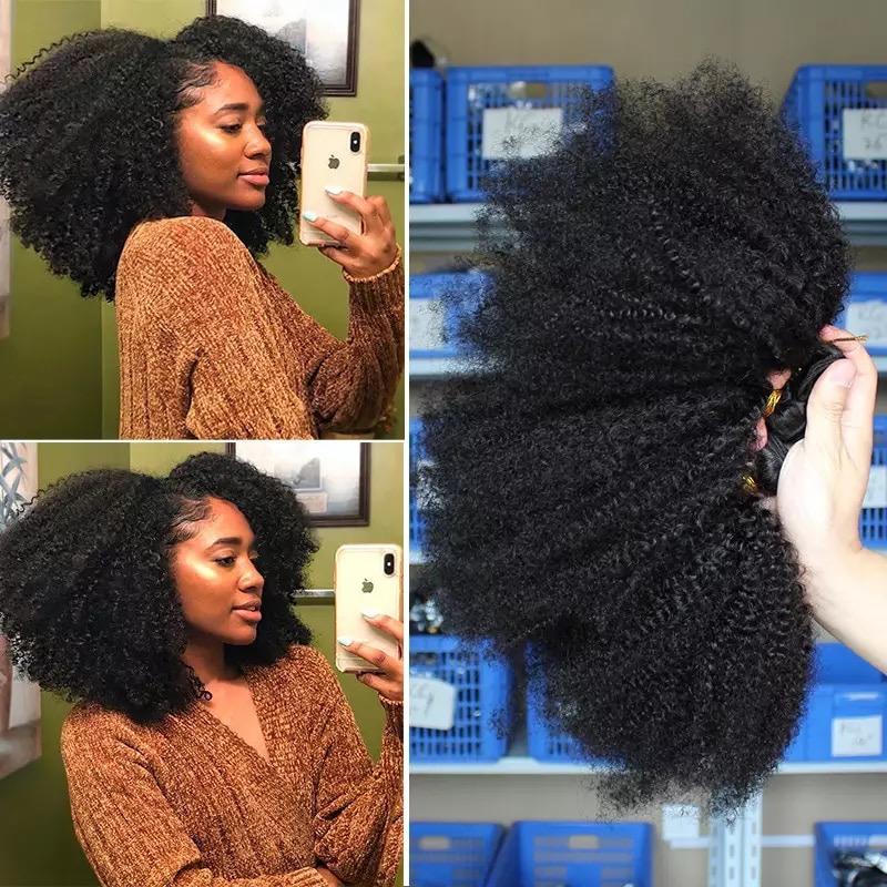Wholesale 5/6/10/12 Bundles Afro Kinky Curly 10A Grade Human Hair Bund