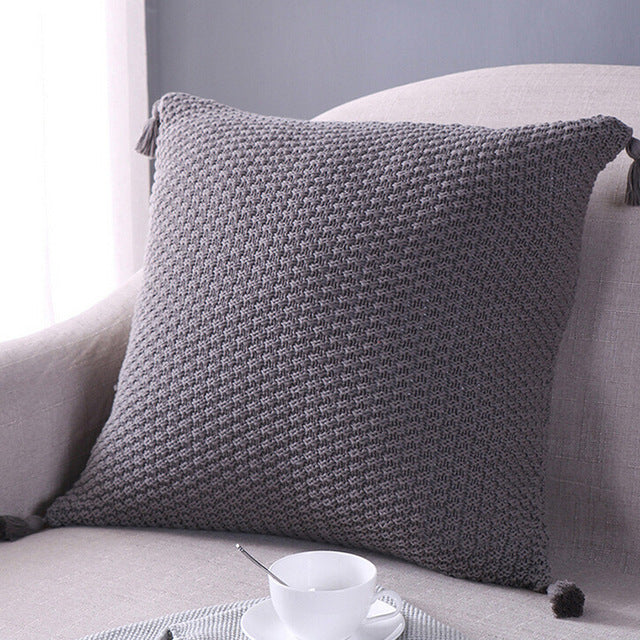 Knitting Pillow case Fashion Throw Pillow Tassels
