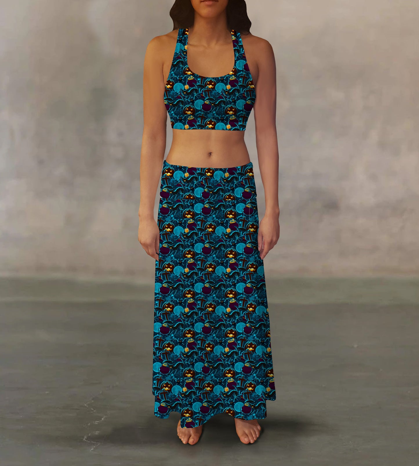 Moon-Light Teal Maxi Skirt
