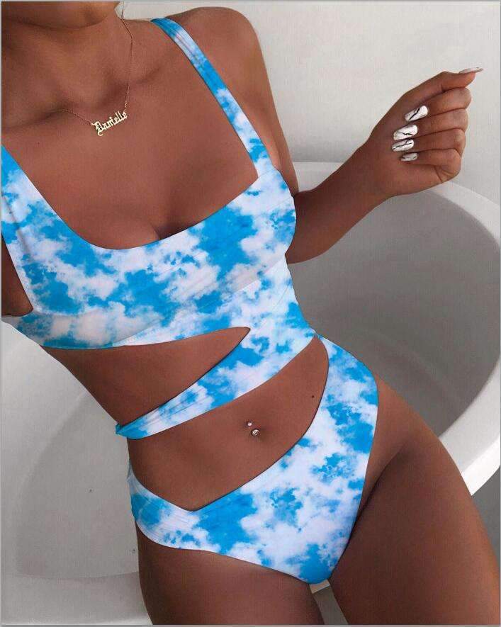 Sexy White One Piece Swimsuit Women Cut Out Swimwear