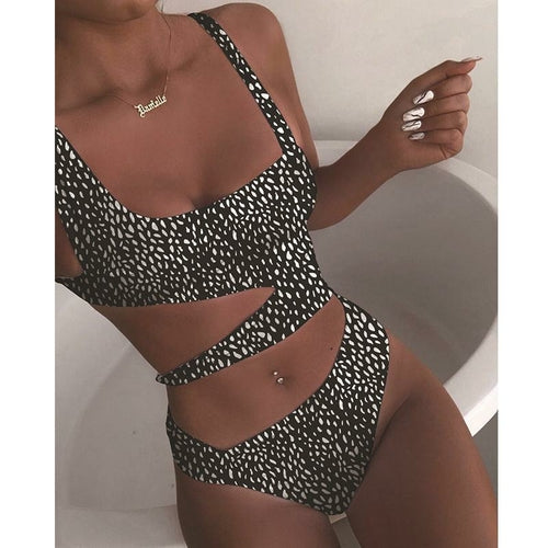 Sexy White One Piece Swimsuit Women Cut Out Swimwear