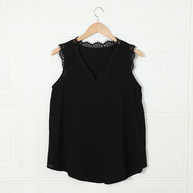 Women Summer Sexy Basic Lace Camisole Summer Knit Tank Top V Neck