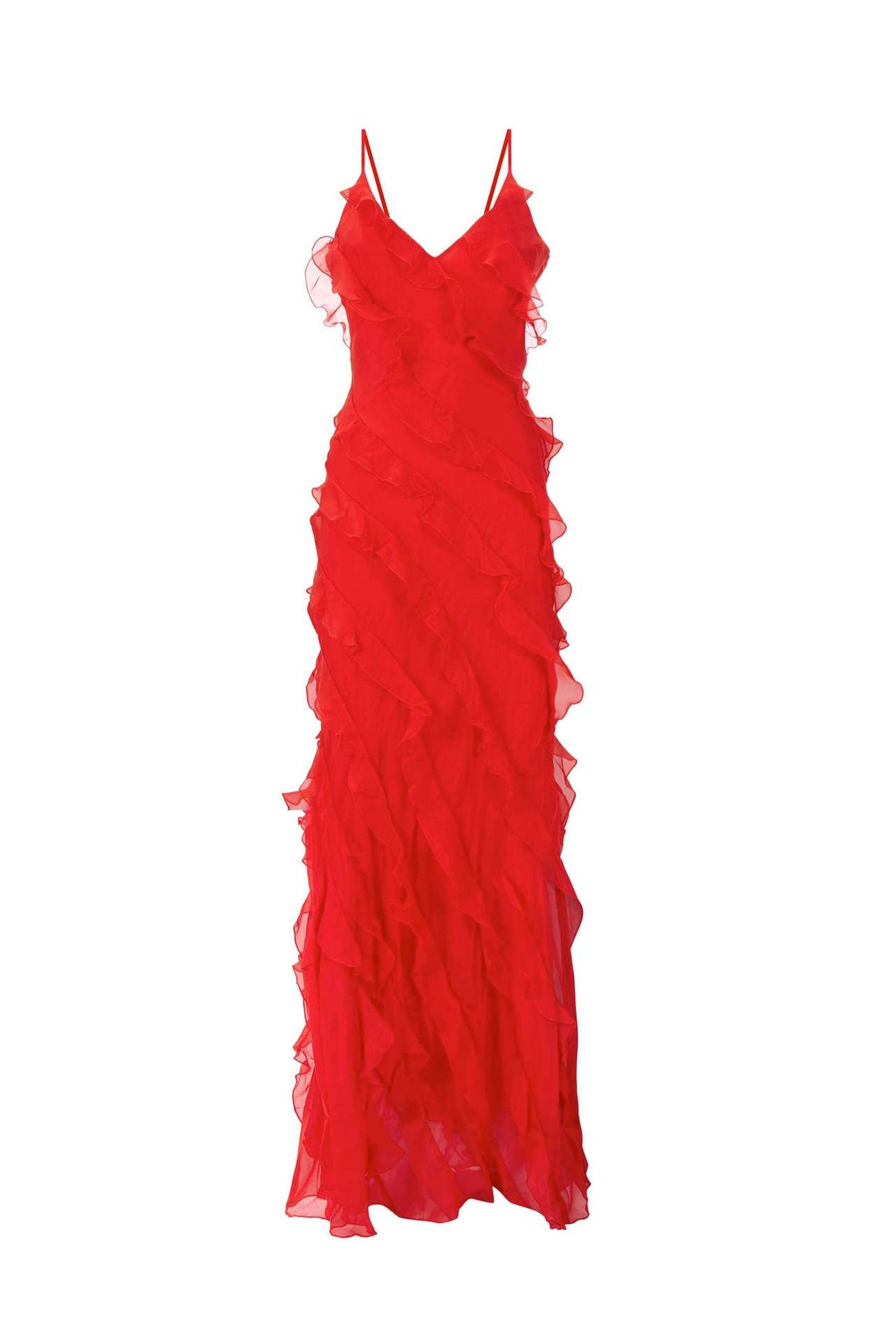 Backless Maxi Dress with High Slit and Ruffle Hem