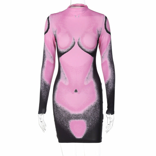 Fashion Print Long Sleeve Dress