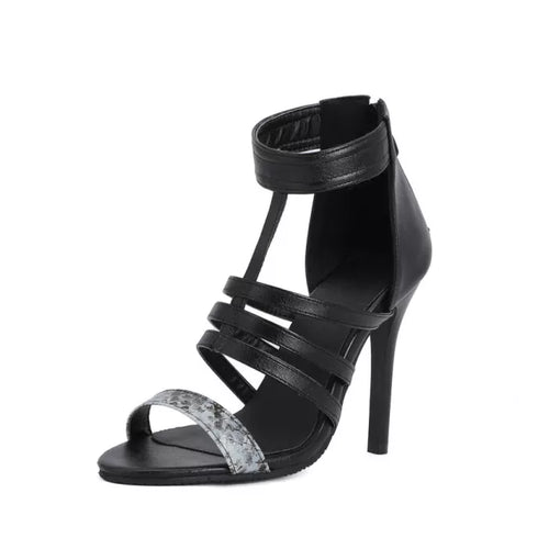 PU Leather Rome Sandals Fashion Thin High Heel Party Female Shoes