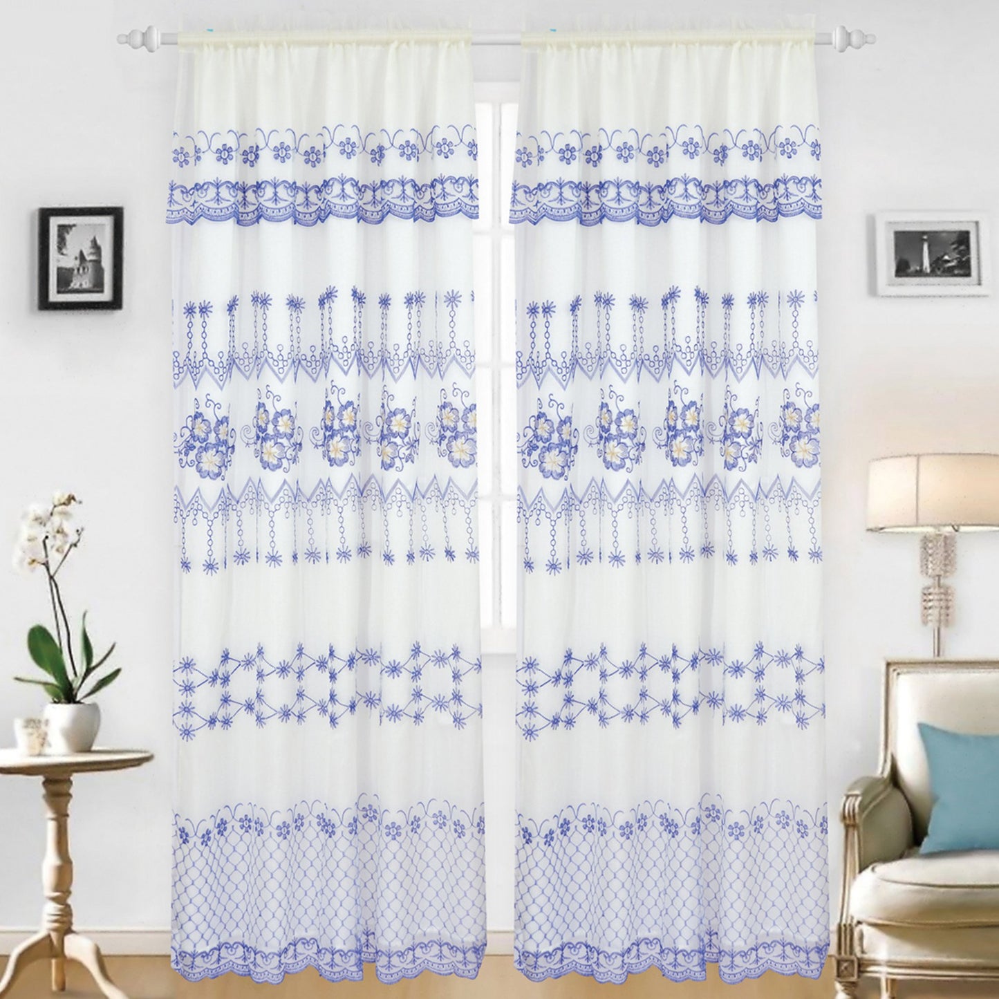 Holly - Embroidered Panel With Backing - Set of Two - Assorted Colors