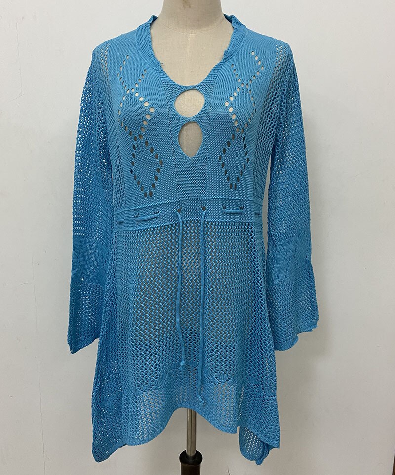 Sunscreen shirt flared sleeve beach blouse bikini jacket sweater swimsuit